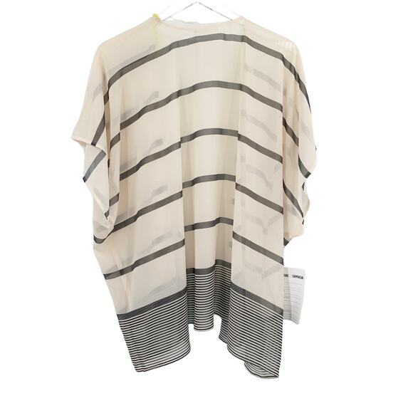 2/$30 FORTUNE Swimwear Cover Up One Size Kaitlin Pom Pom Kimono Cream Neon - Picture 6 of 7